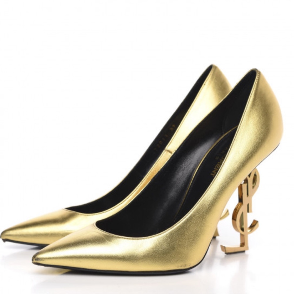 SAINT LAURENT
Calfskin Opyum 100 Pumps 39 Gold - Picture 9 of 11